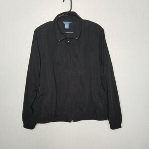 Koret Sport Jacket Black Full Zip Pockets Windbreaker Lined Men's XL